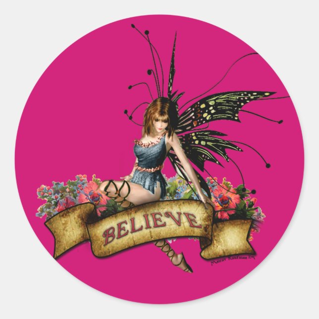 Glaube an Fairies! Runder Aufkleber (Vorderseite)