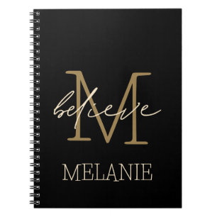 Glaube an Förderung Gold Monogram Name Notizblock