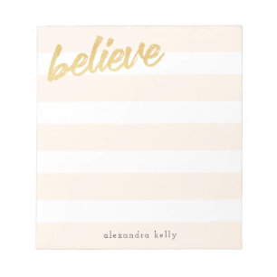 Glaube an Gold Imitate Foil Peach Stripes Individu Notizblock