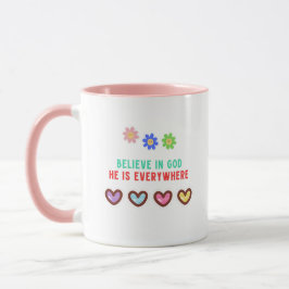Glaube an Gott Er ist überall Typografie Tasse