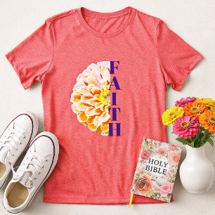 Glaube an Gott Orange Zinnia Floral Christlich Tri-Blend Shirt