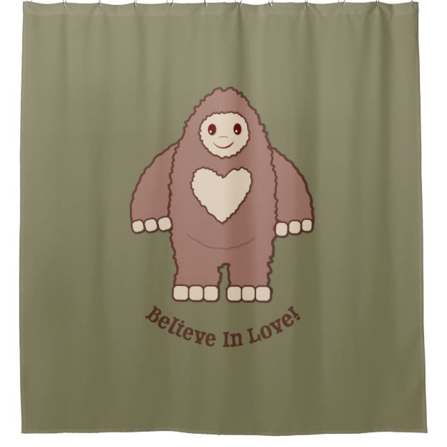 Glaube an Liebe Bigfoot Duschvorhang (Vorderseite)