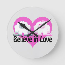 Glaube an Liebe! Niedlich Yetis Runde Wanduhr