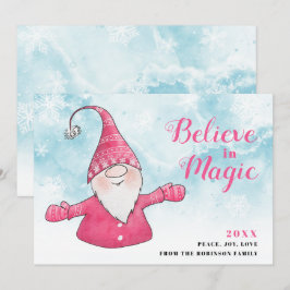 Glaube an Magic Pink Gnome Snowy Blue Weihnachten