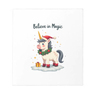 Glaube an Magie Festliches Einhorn mit Weihnachts Notizblock