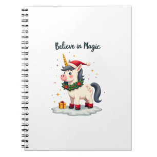 Glaube an Magie Festliches Einhorn mit Weihnachts Notizblock