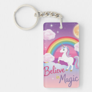 Glaube an Magie mit Einhorn und Regenbogen Schlüsselanhänger