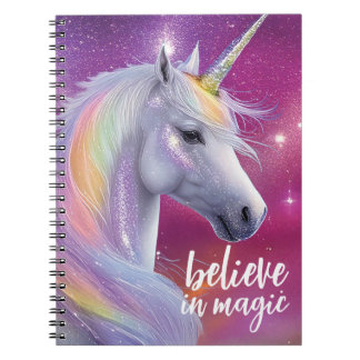 Glaube an Magie Schöner Regenbogen Glitzer Einhorn Notizblock