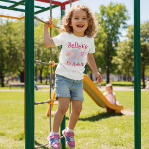 Glaube an Magie - Süße rosa Feen Kinder T-Shirt