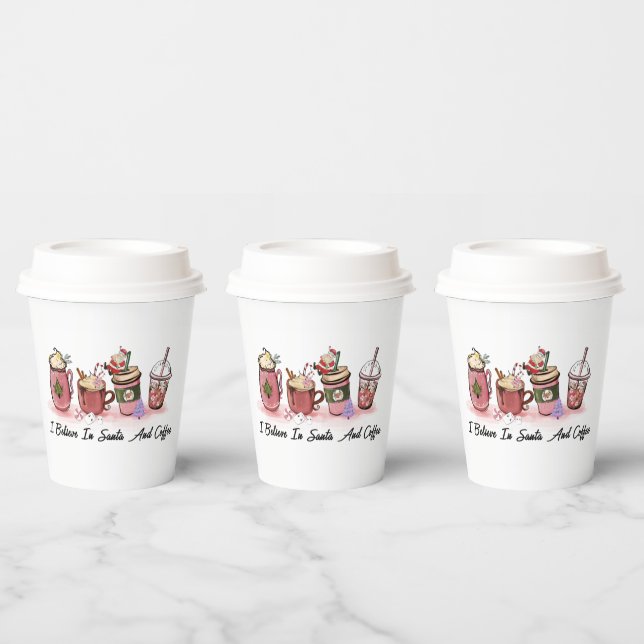 Glaube an Santa-Kaffee-lustiges Party Pappbecher (Multi)