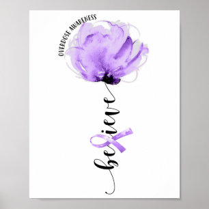 Glaube an Überdosis-Bewusstsein Lila Band Blumen L Poster