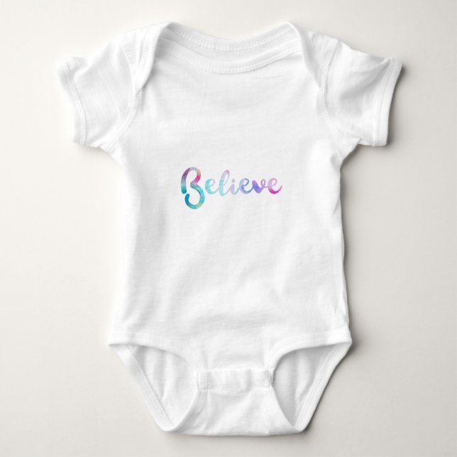 Glaube an Wasserfarben-Typografie-Kunst Baby Strampler (Vorderseite)