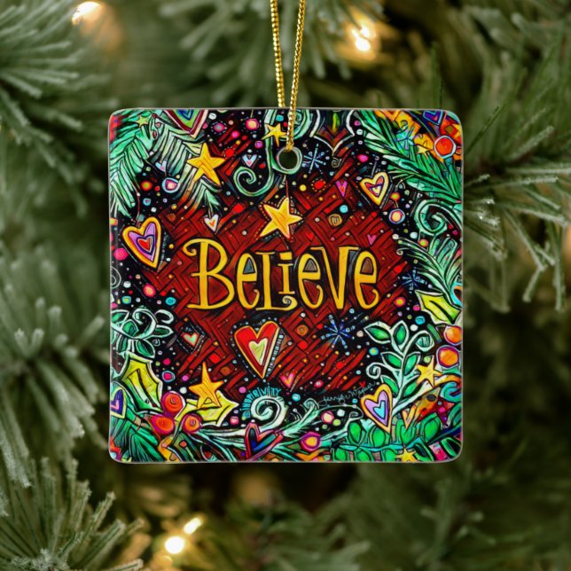 Glaube an Zitat Inspirivity Holiday Keramik Orname Keramikornament (Baum)