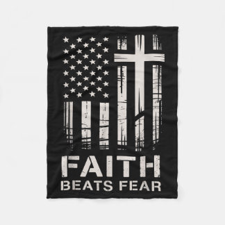 Glaube besiegt Angst Amerikanische Flagge Christli Fleecedecke