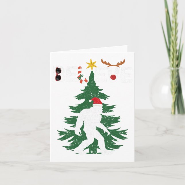 Glaube Bigfoot Sasquatch Yeti Weihnachtsmannmütze  Karte (Vorderseite)