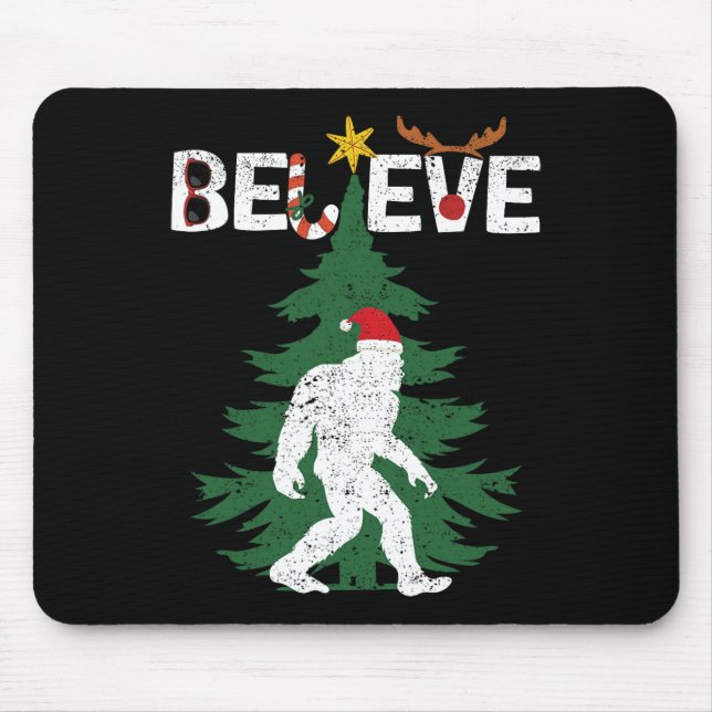 Glaube Bigfoot Sasquatch Yeti Weihnachtsmannmütze  Mousepad (Vorne)