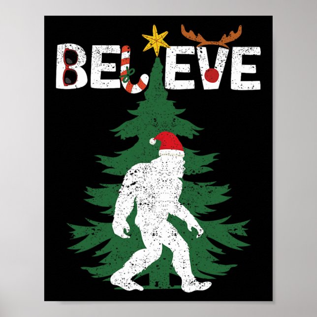 Glaube Bigfoot Sasquatch Yeti Weihnachtsmannmütze  Poster (Vorne)