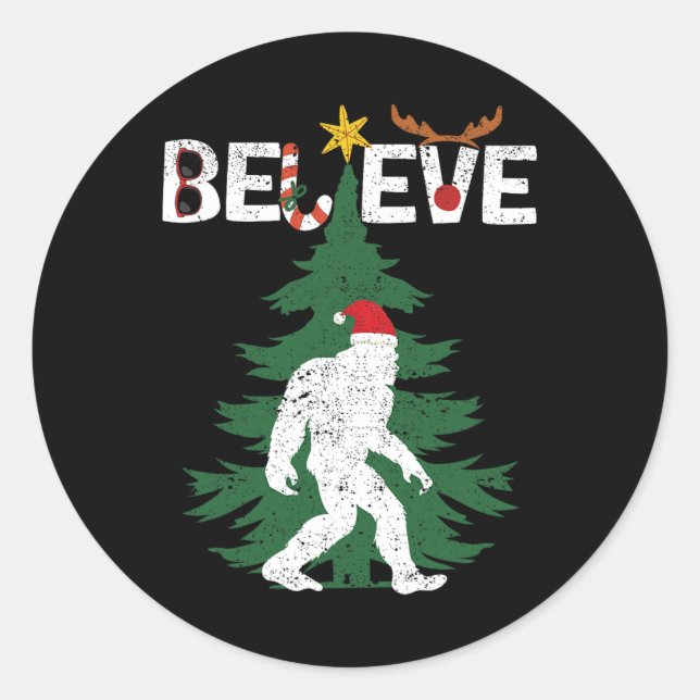 Glaube Bigfoot Sasquatch Yeti Weihnachtsmannmütze  Runder Aufkleber (Vorderseite)