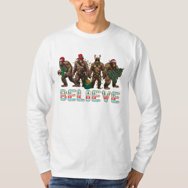 Glaube Bigfoot Weihnachtsfest Shirt |Weihnachtsfei (Vorderseite)