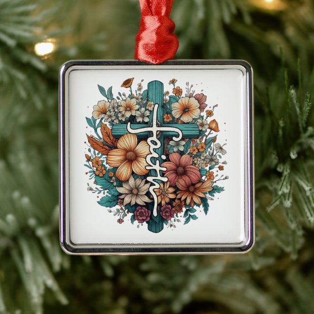 Glaube Blume überqueren religiöse Christliche Weih Ornament Aus Metall (Baum)