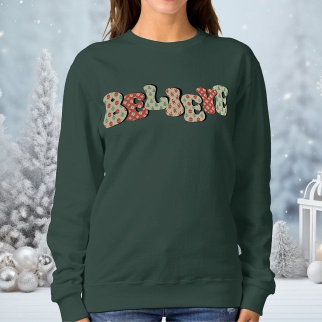 Glaube Dark Green Christlich Weihnachtsfrauen Sweatshirt (Von Creator hochgeladen)