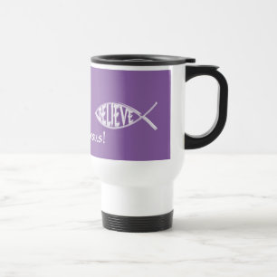 Glaube den Fischlavender Reisebecher