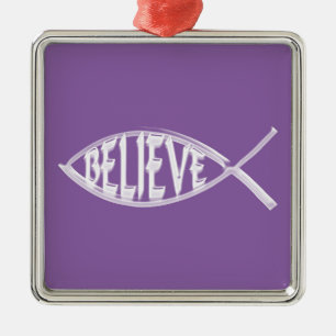 Glaube den Fischlavender Silbernes Ornament
