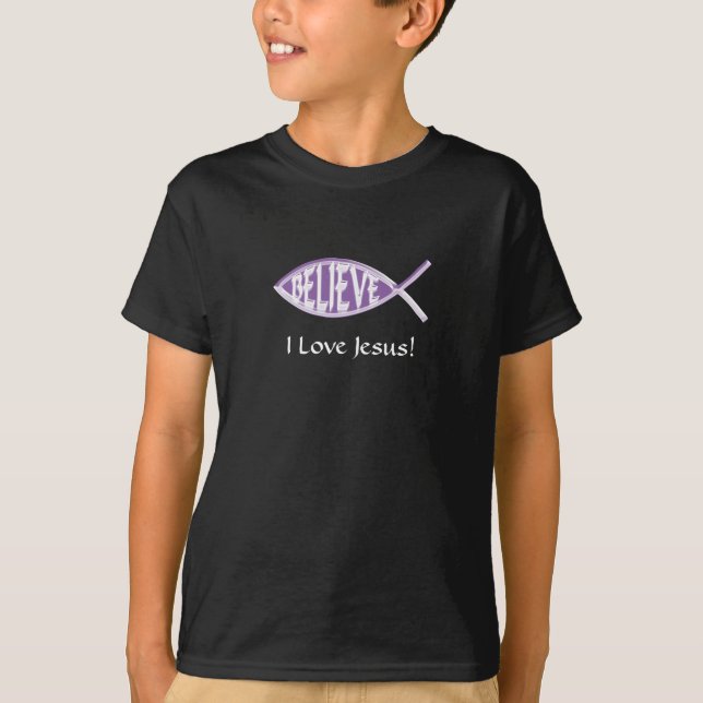 Glaube den Fischlavender T-Shirt (Vorderseite)