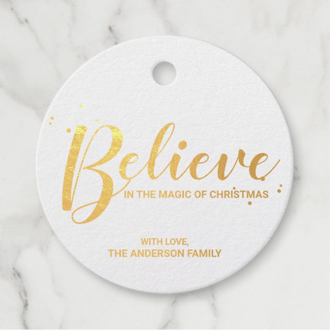 'Glaube' Elegante Goldenen Foil Weihnachten Geschenkanhänger (Vorderseite)
