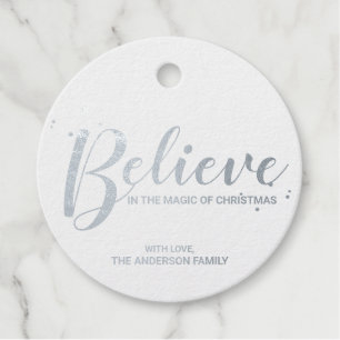 'Glaube' Elegante Silver Foil Weihnachten Geschenkanhänger