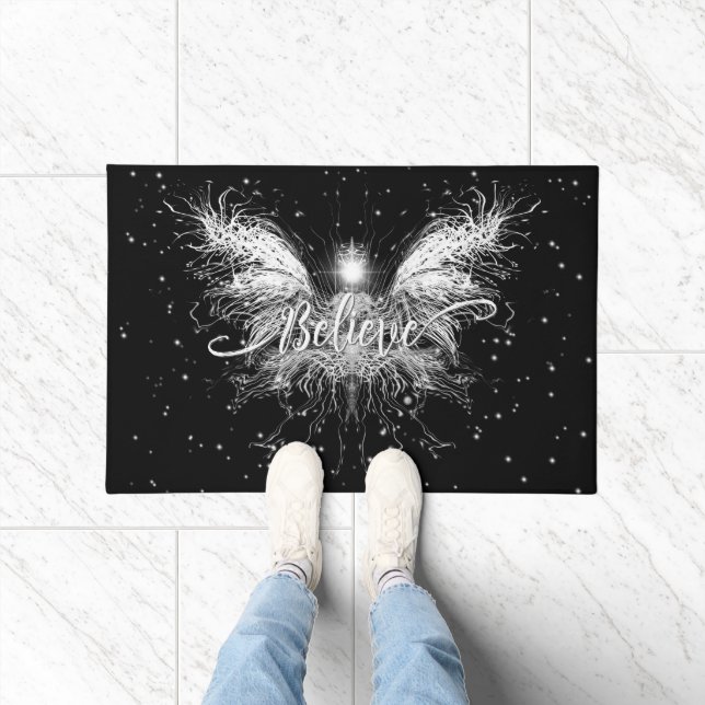 Glaube Fairy Starlight Fantasy Black Fußmatte (Indoor)