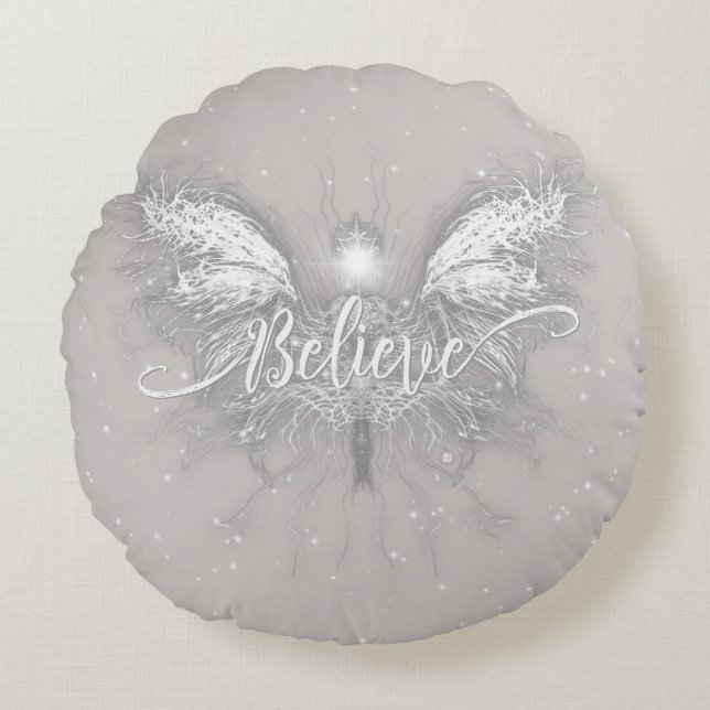 Glaube Fairy Starlight Fantasy Rundes Kissen (Vorderseite)