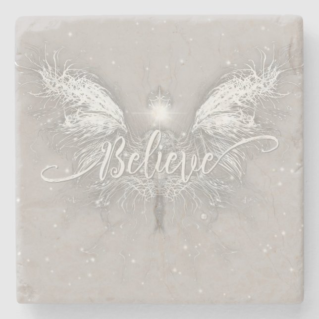 Glaube Fairy Starlight Fantasy Steinuntersetzer (Vorderseite)