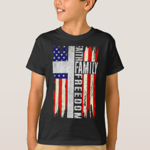 Glaube Familie Dom - Patriotisch Christlich Vintag T-Shirt