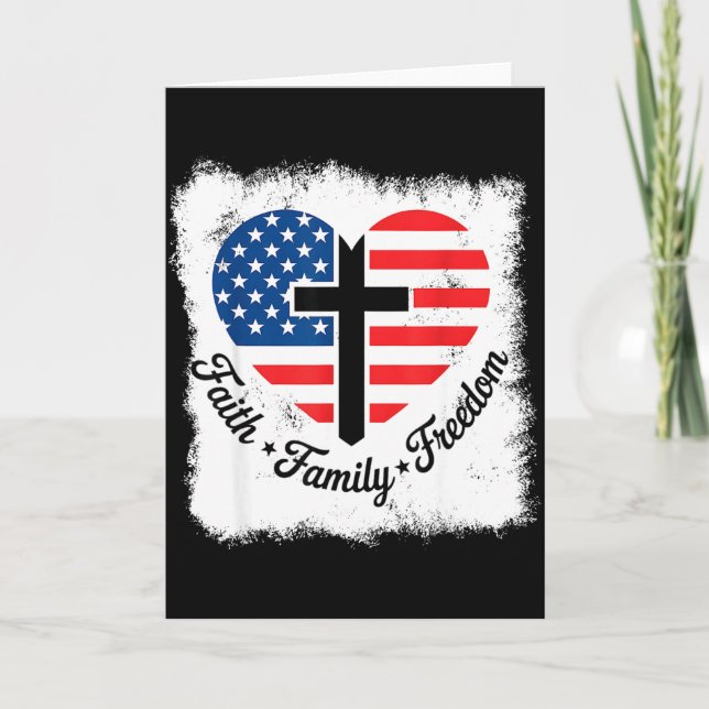 Glaube Familie Dom USA-Flagge Kreuz Herz Patriotis Karte (Vorderseite)