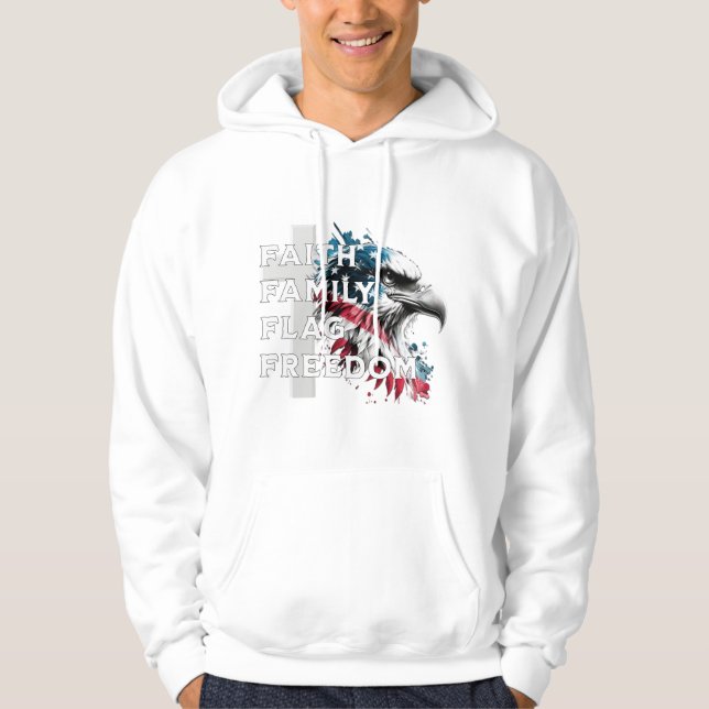 Glaube, Familie, Flagge, Freiheit, Adler Hoodie (Vorderseite)