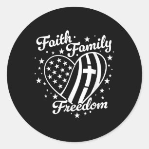 Glaube Familie Freiheit Patriot 4. Juli 4. USA C Runder Aufkleber
