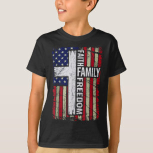 Glaube Familie Freiheit - Patriotisches christlich T-Shirt
