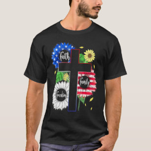 Glaube Familie Freiheit Patriotisches Christliches T-Shirt