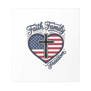 Glaube Familie Freiheit Patriotisches Kreuz Herz S Notizblock