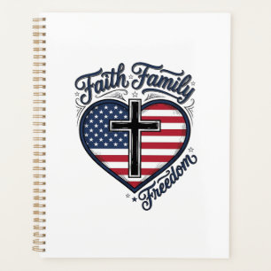 Glaube Familie Freiheit Patriotisches Kreuz Herz S Planer
