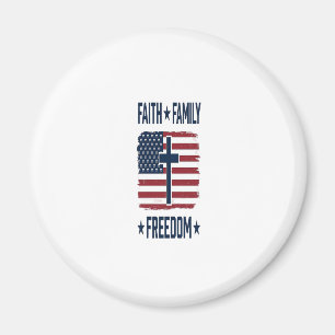 Glaube Familie Freiheit Patriotisches Kreuz USA-Fl Magnet