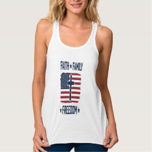 Glaube Familie Freiheit Patriotisches Kreuz USA-Fl Tank Top
