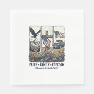Glaube Familie Freiheit Vintage Patriotischer Adle Serviette