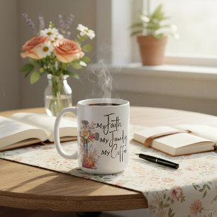 Glaube Familie Kaffee personalisierte christliche  Kaffeetasse