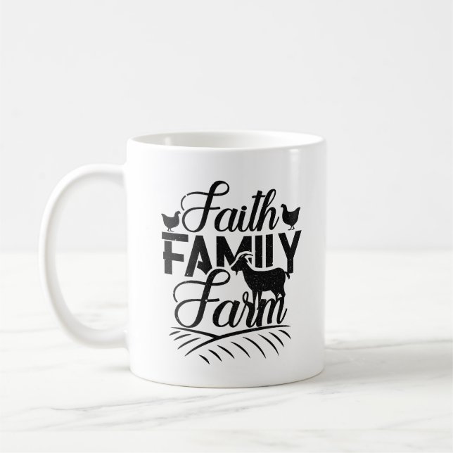 Glaube. Familie. landwirtschaftlicher Betrieb Kaffeetasse (Links)