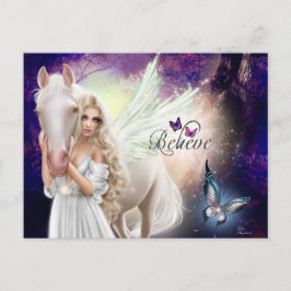 Glaube Fantasy Fairy Angel mit dem Weißen Pferd Postkarte