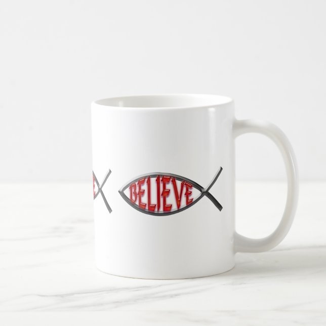Glaube Fisch - rot Kaffeetasse (Rechts)