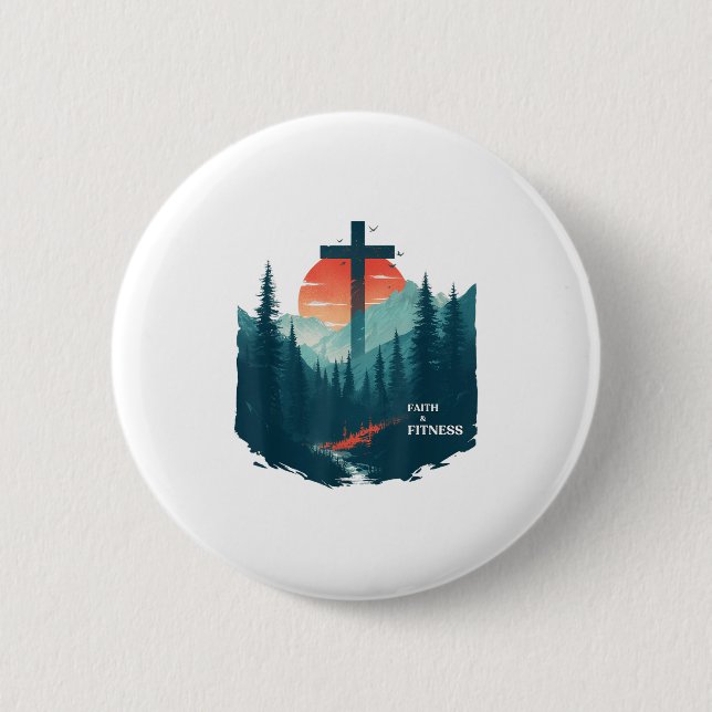 Glaube & Fitness Christlich - Workout Motivation Button (Vorderseite)
