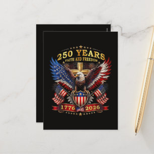Glaube Freiheit 250 Jahre 1776 2026 Patriotischer Feiertagspostkarte